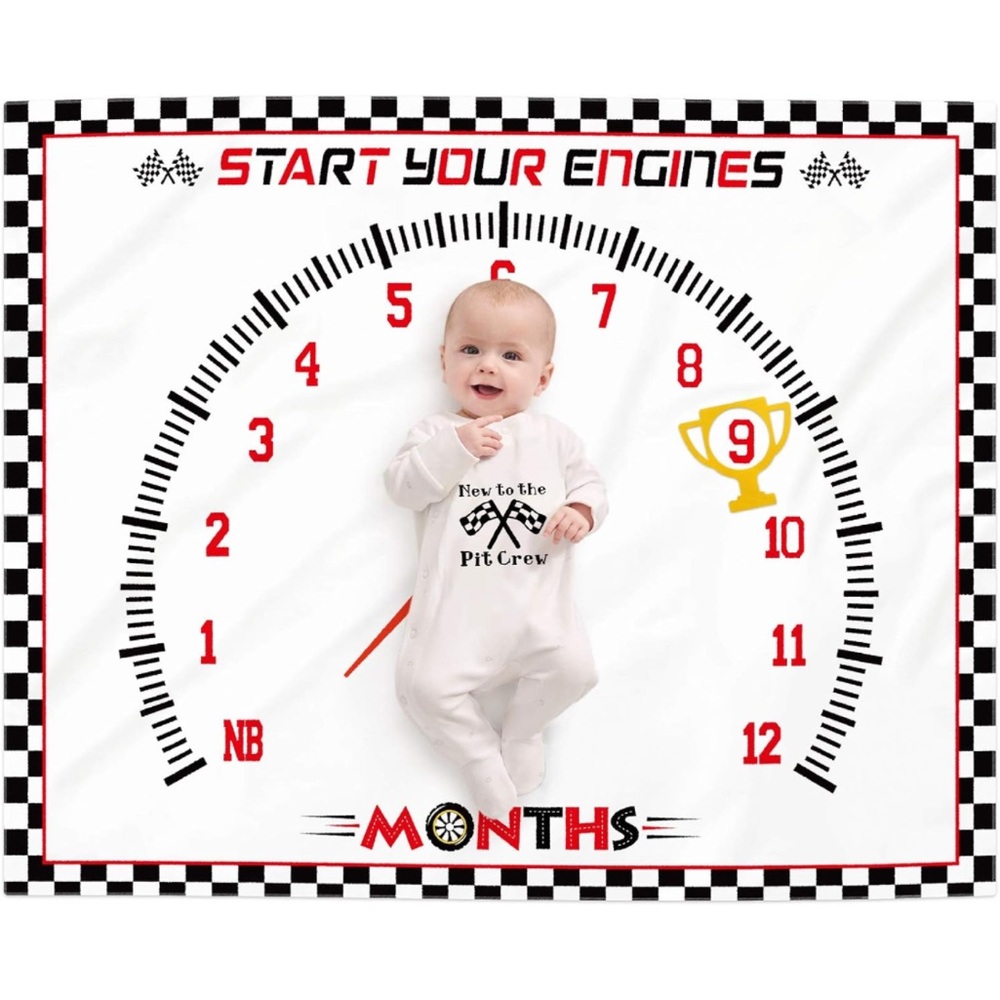 Race car Monthly Milestone Blanket